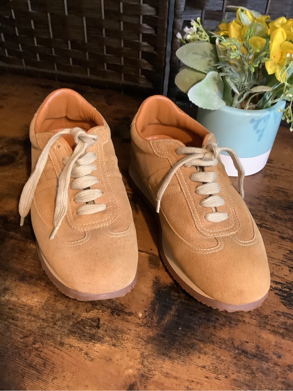 HERMES/ “Quick” H-Logo Suede Leather Sneaker Brown